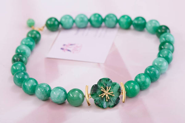 Burmese Jadeite Jade Beads Necklace by AME Jewellery