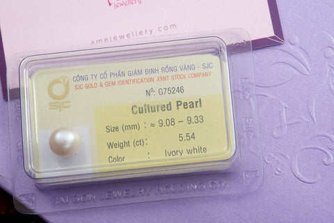 Ngọc trai nuôi nước ngọt trắng Freshwater Pearl của AME Jewellery được kiểm định bởi SJC Lab