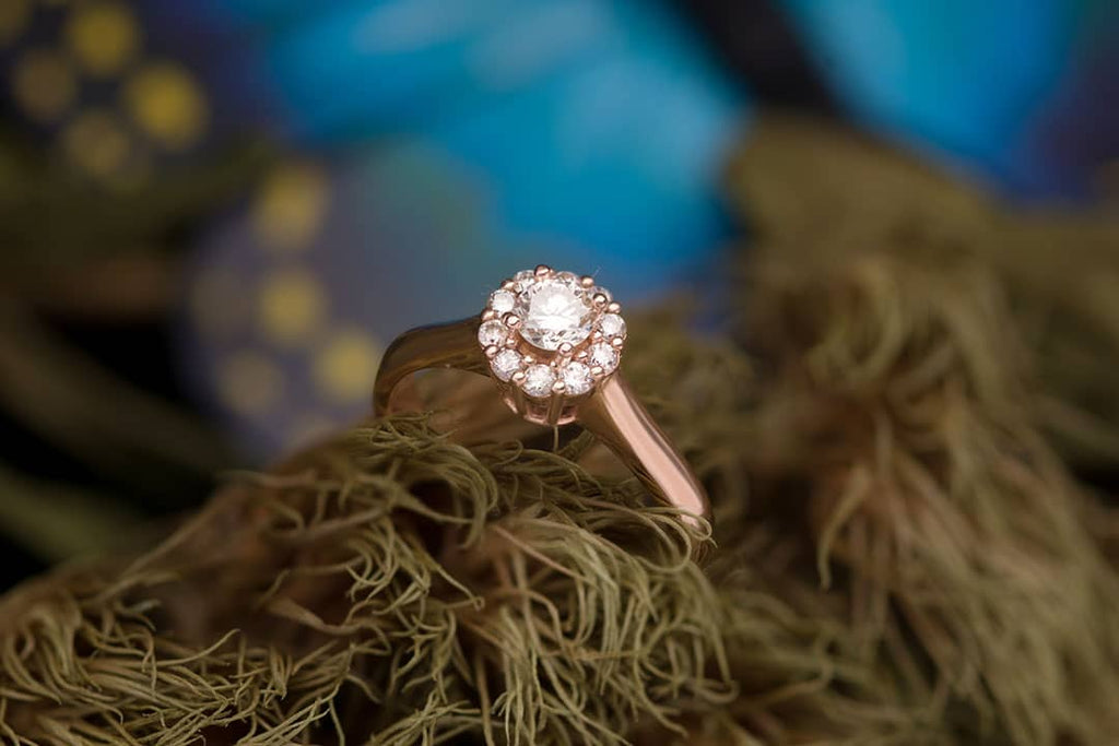 Natural Diamond Flower Gold Ring - AME Jewellery