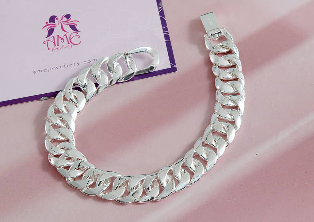 Lắc tay Nam Bạc cao cấp | Men\'s Cuban Silver Bracelet | AME Jewellery