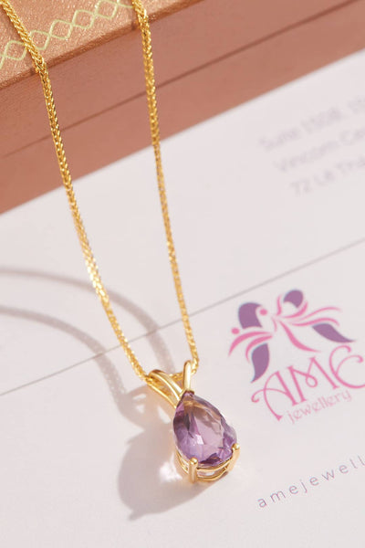 Pear-shape Amethyst Gold Pendant by AME Jewellery