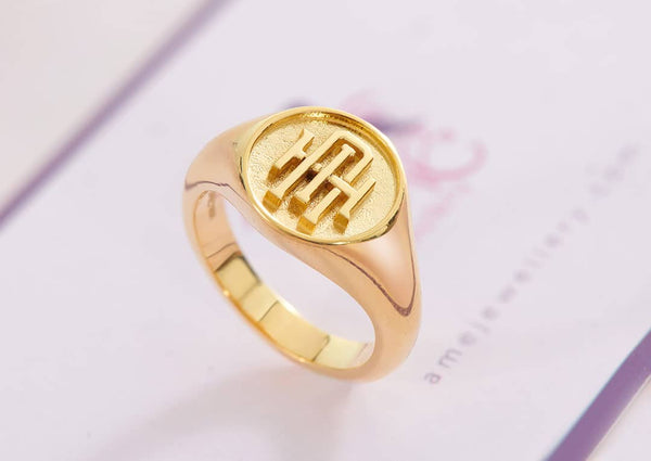 signet gold ring by AME Jewellery