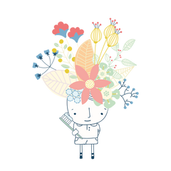 flower dude brushing teeth