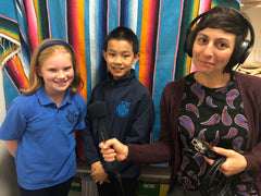 photo of primary school students taking part in the podcast