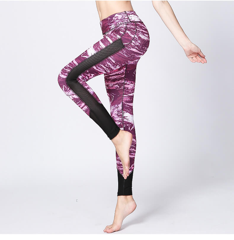 mesh compression printed fitness yoga leggings