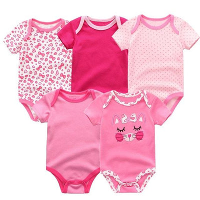 Unisex Short Sleeve Cotton O-Neck 0-12M Baby Bodysuits 5pcs/lot