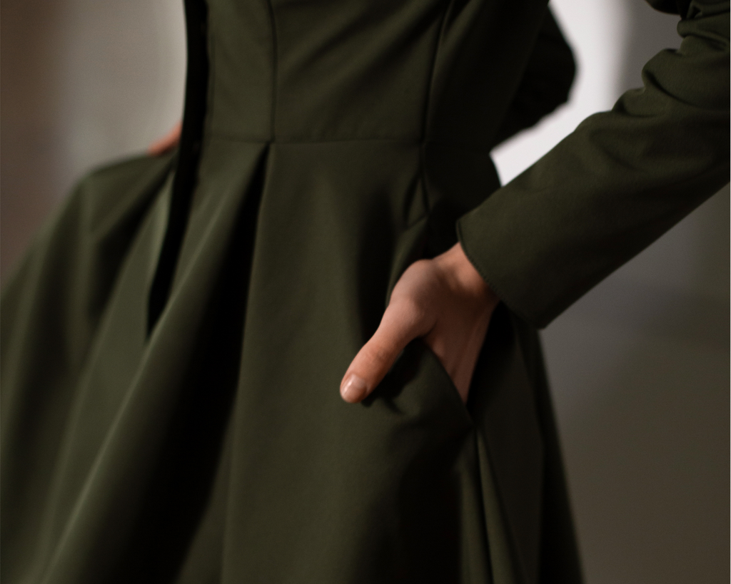 Moss Green coat with pockets