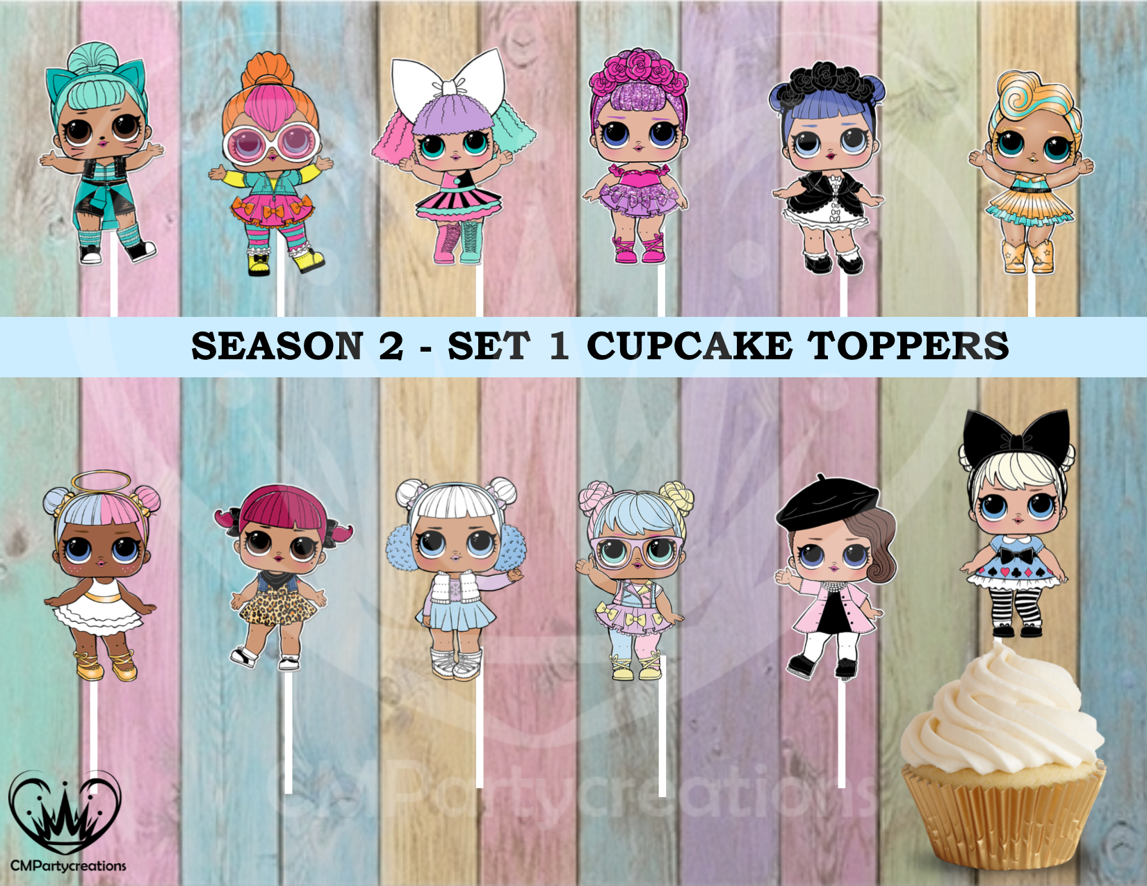 12 LOL Surprise Doll Cupcake Toppers Season 1,2,3, L.O.L