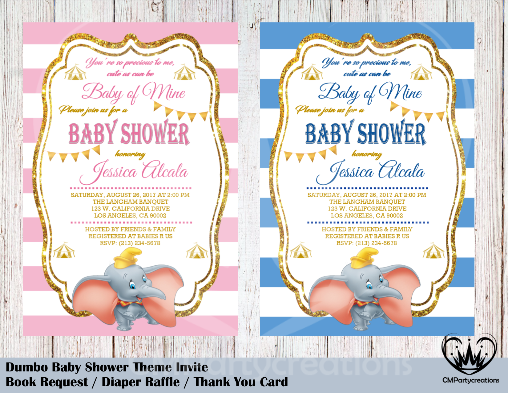 dumbo baby shower invitations