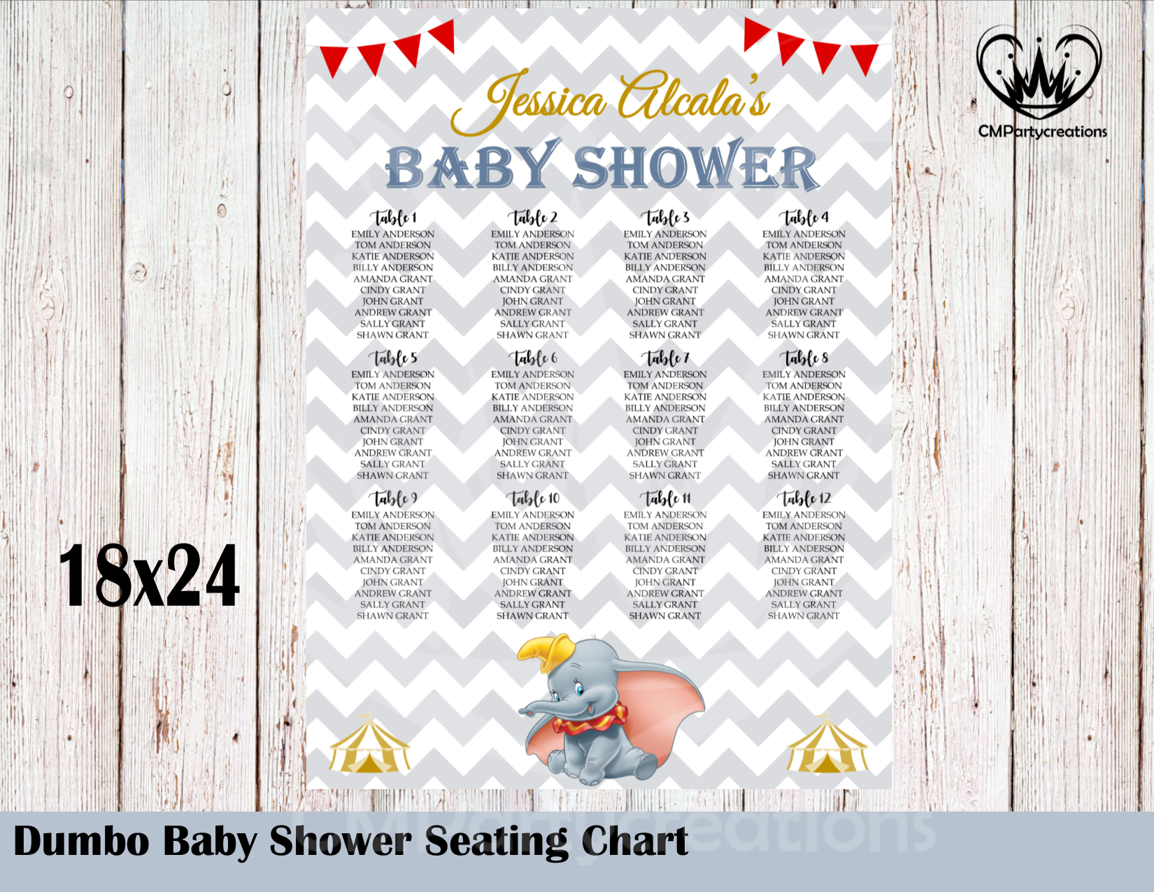 Dumbo Baby Shower Seating Chart Baby Shower Seating Chart Pdf Digita Cmpartycreations