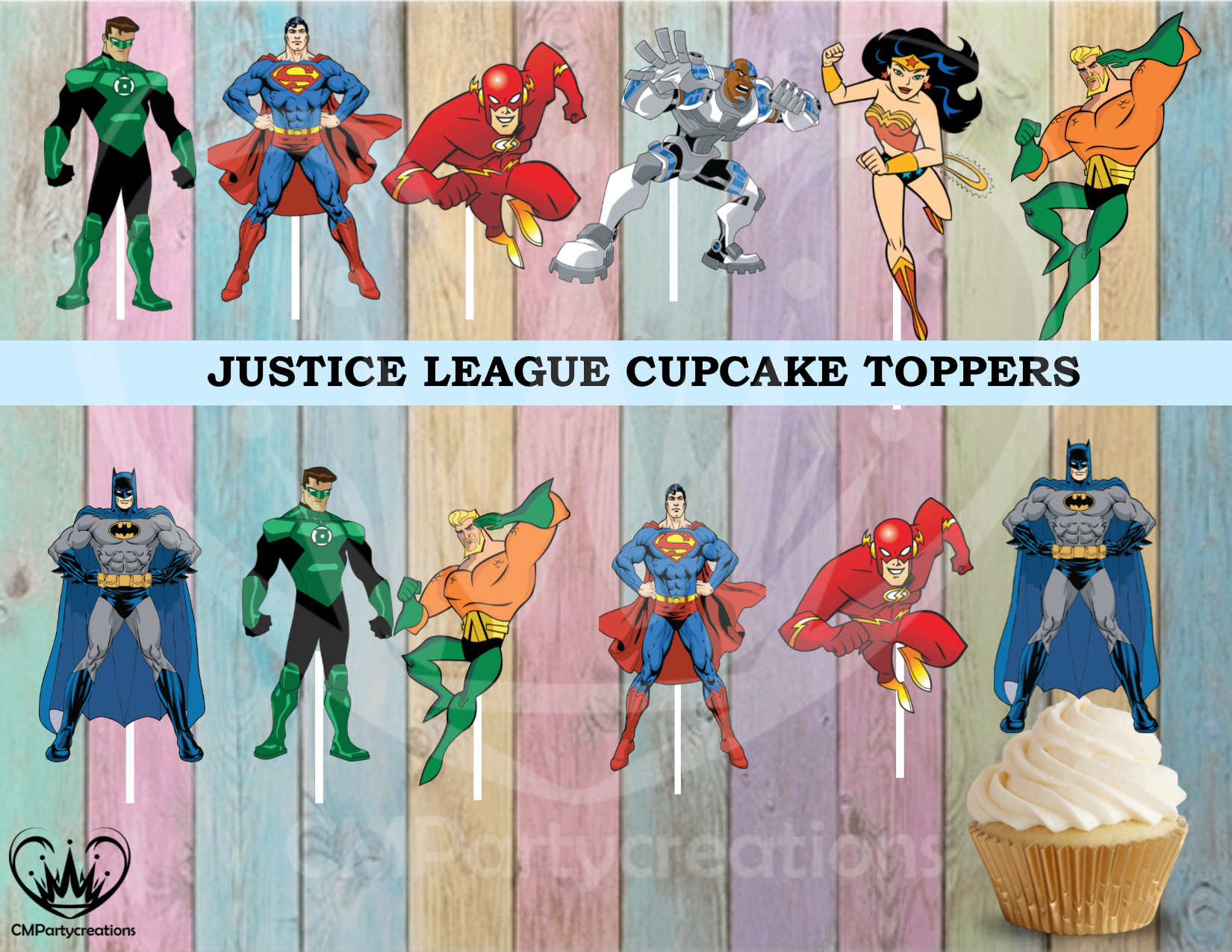 Justice League Cupcake Toppers Printable 0225