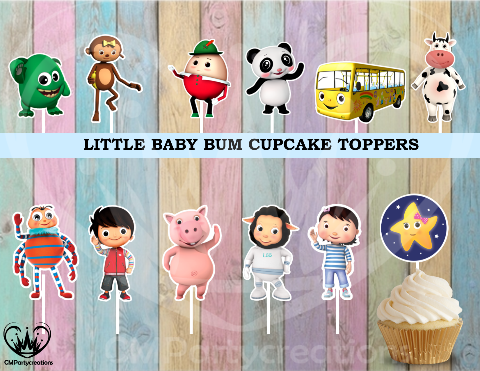 Paper Party Supplies Centerpieces Little Baby Bum Cupcake Toppers