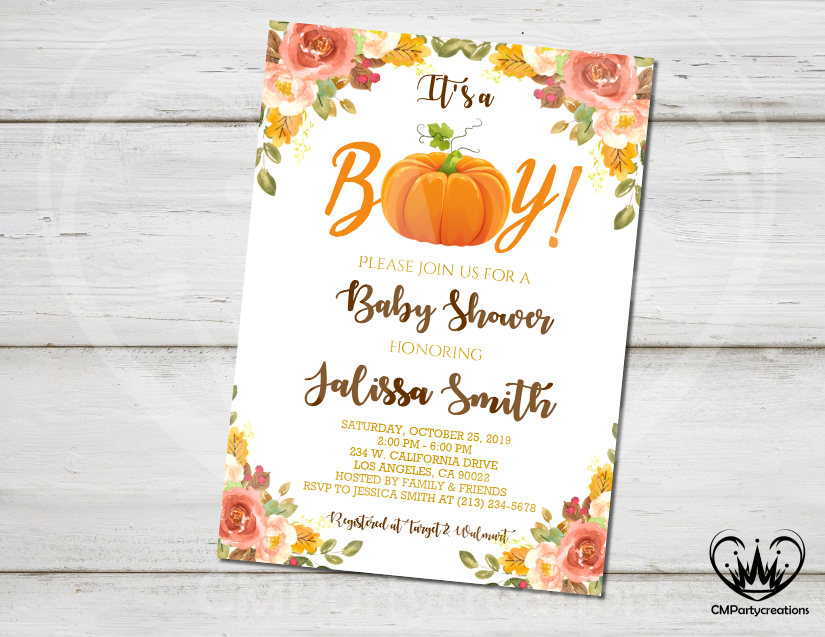 Pumpkin Baby Shower Invitation