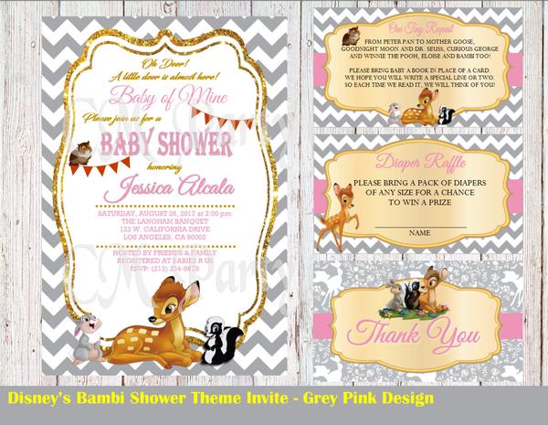 bambi baby shower invitation