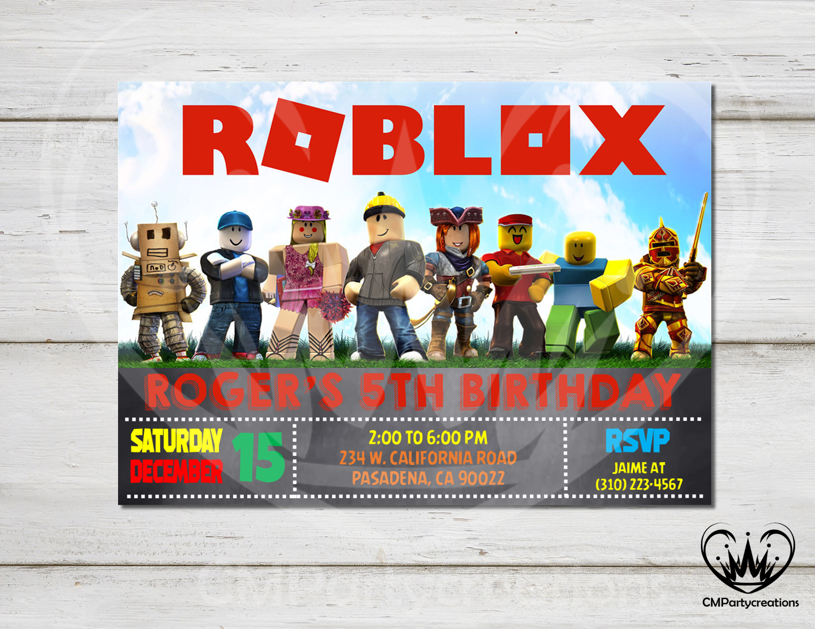 Roblox Group Invitation Birthday Party Cmpartycreations - roblox birthday invitations