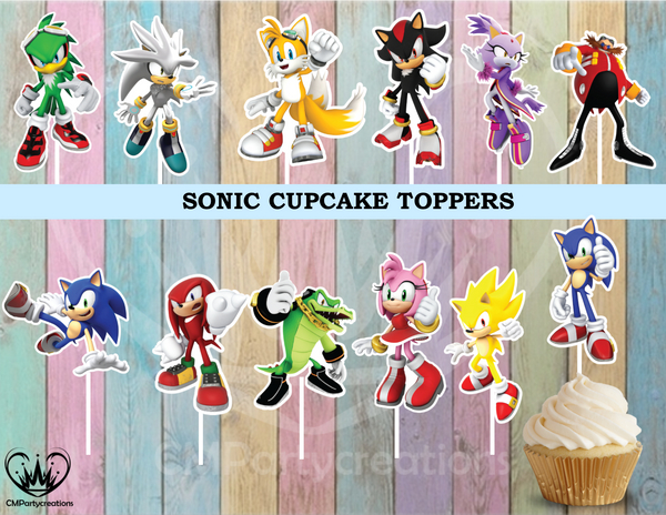 Sonic Birthday Cupcake Toppers Die Cuts - CMPartycreations