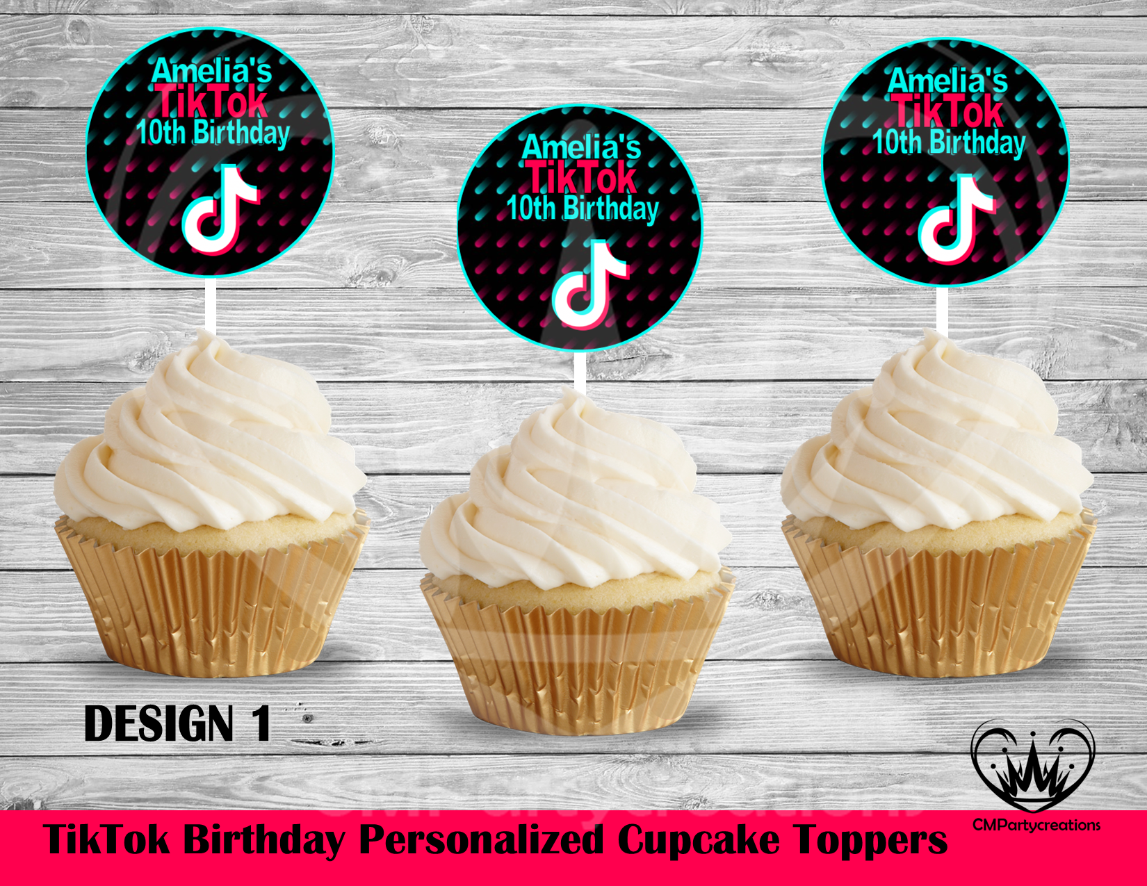 Tiktok Round Cupcake Toppers Cmpartycreations