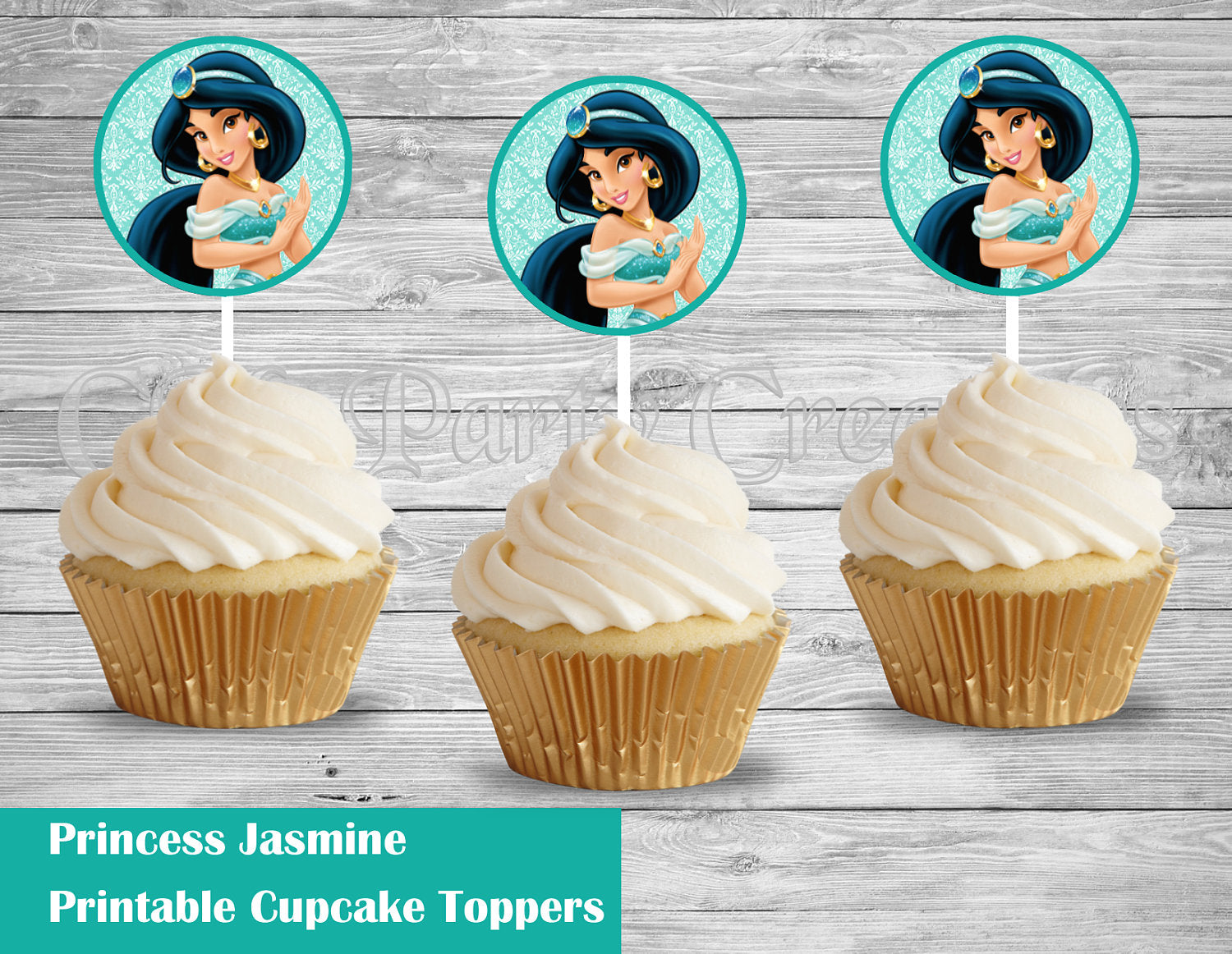 Download Princess Jasmine Cupcake Toppers Digital Diy Princess Jasmine Favors Cmpartycreations