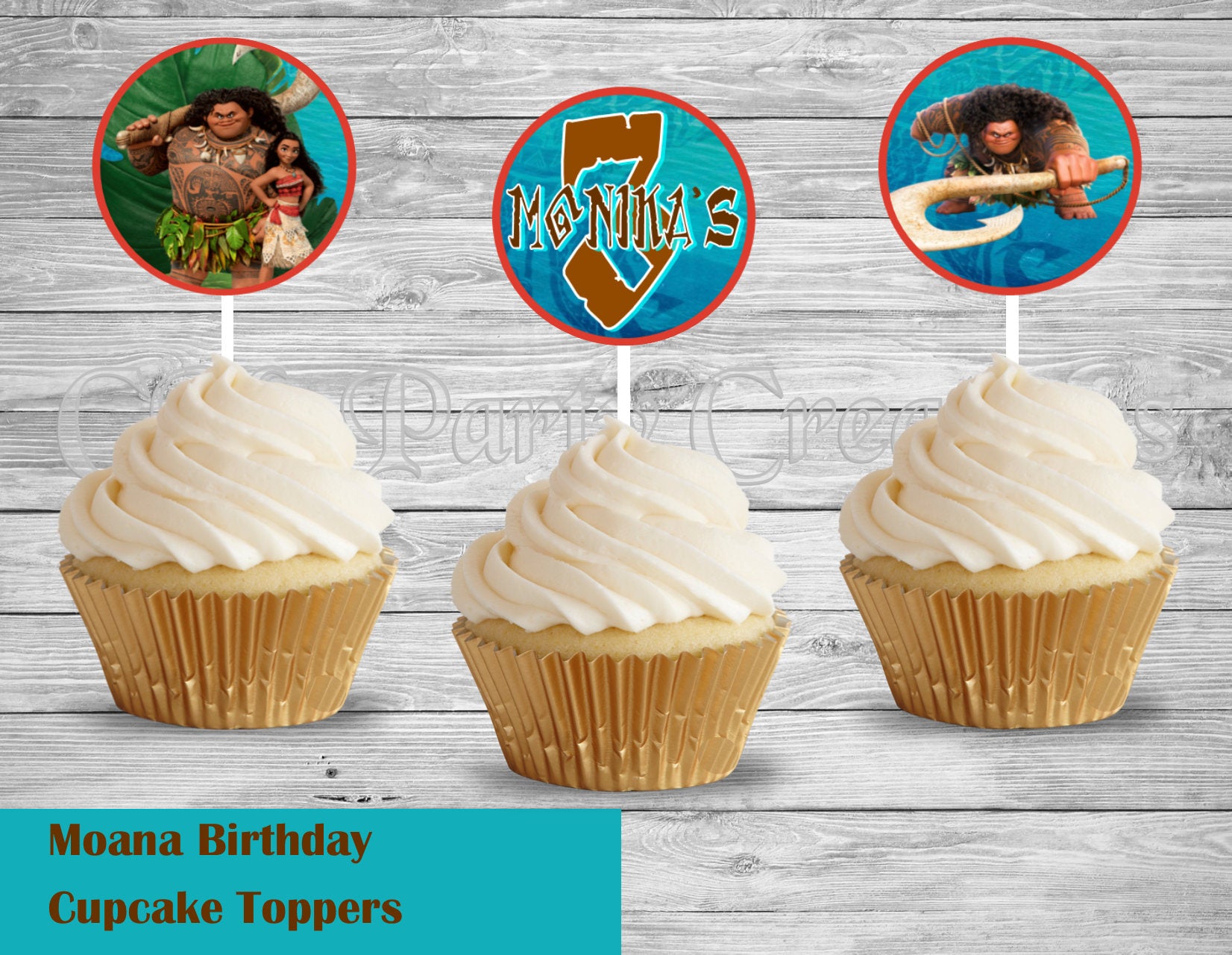 Moana Birthday Party Cupcake Toppers Die Cuts Cmpartycreations