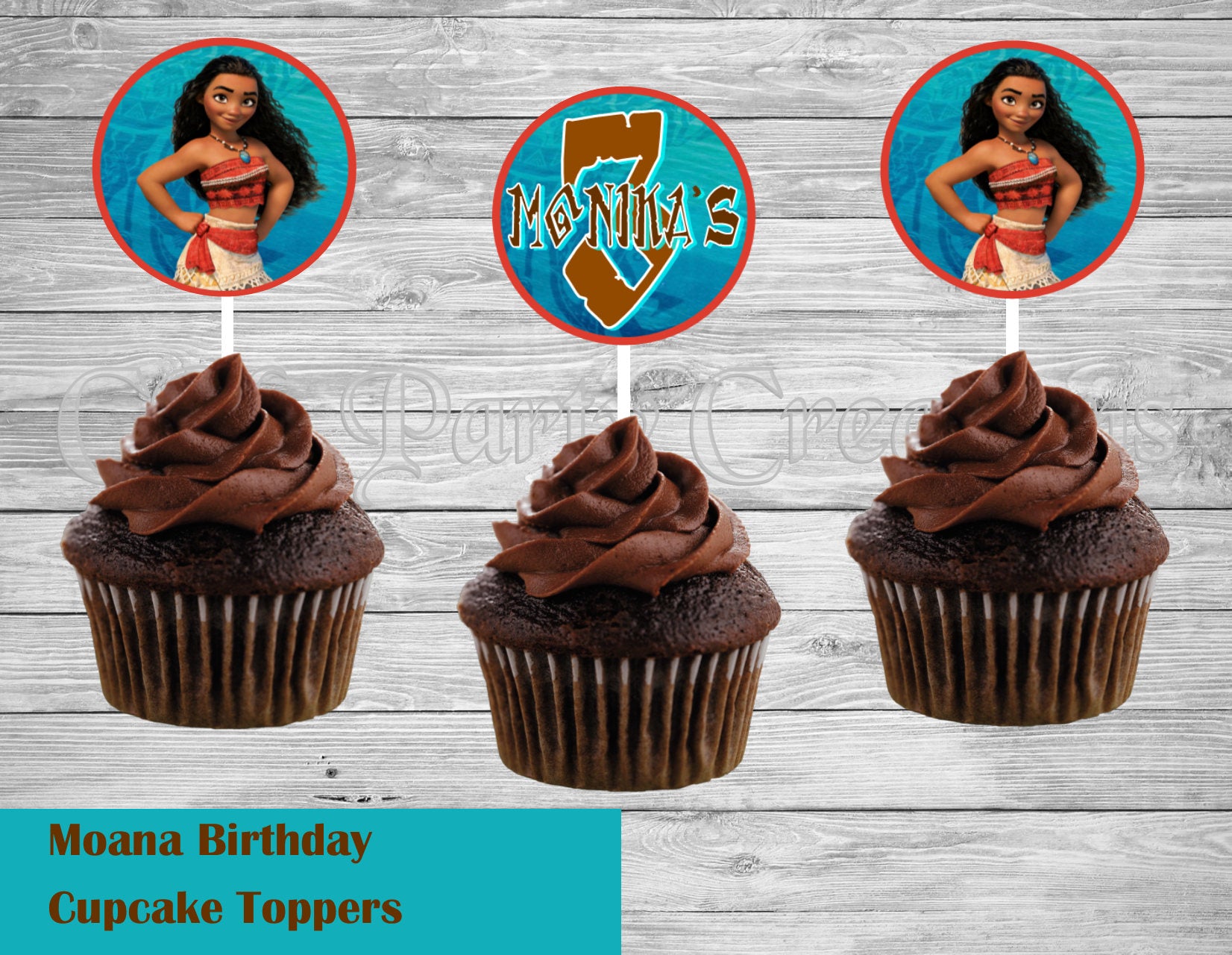 Moana Birthday Party Cupcake Toppers Die Cuts Cmpartycreations