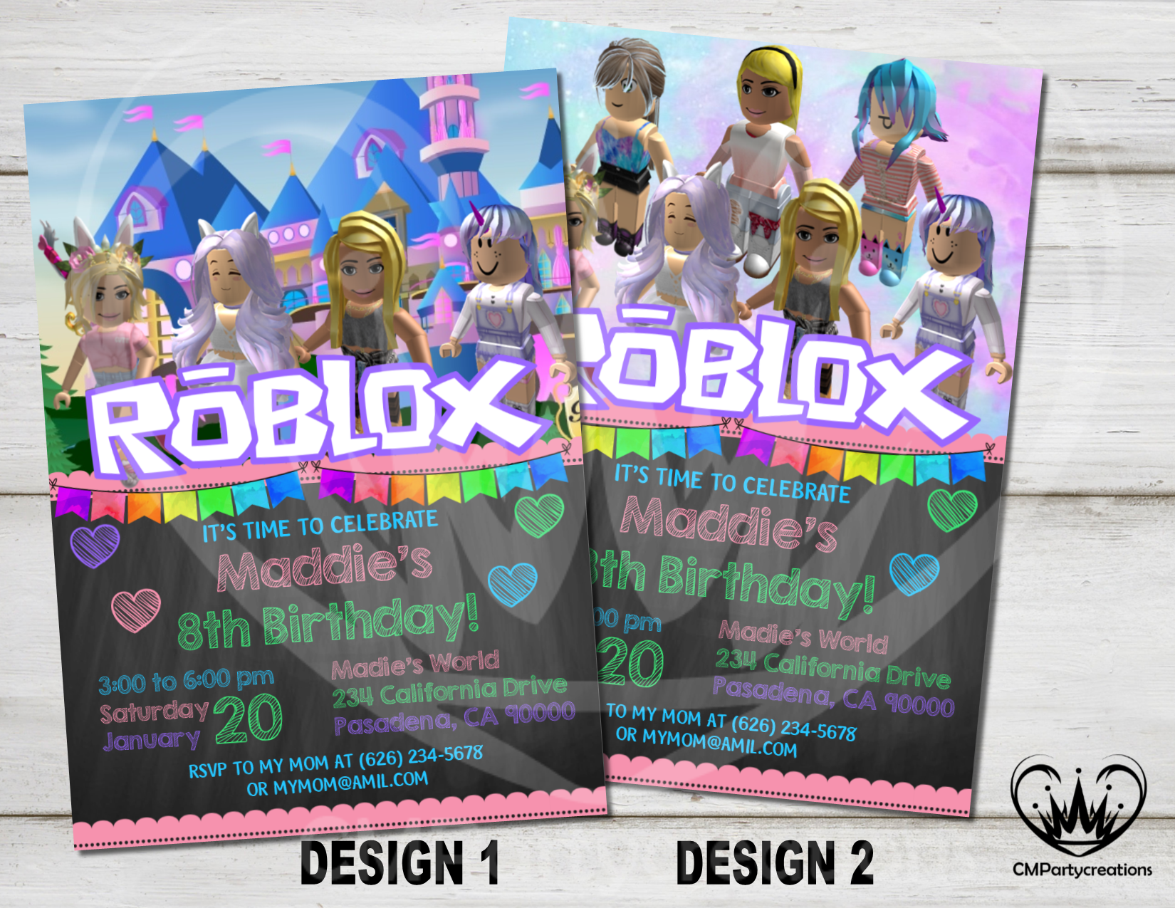 Roblox Invitations Personalised Birthday Party Invites - roblox logo rosa weiß