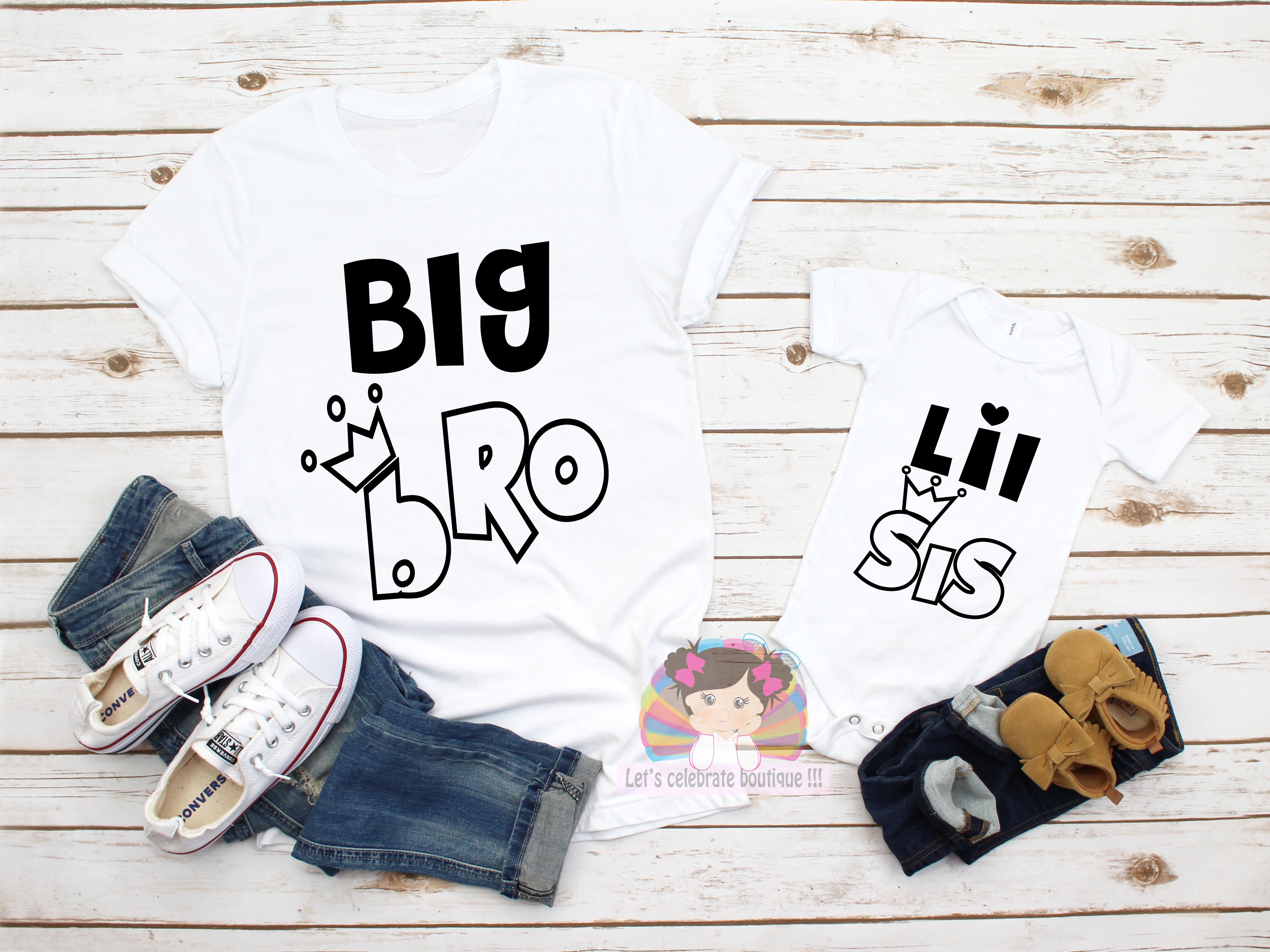 Sibling Shirts Set-Big brother Shirt-Lil Sister Shirt – Let's Celebrate ...