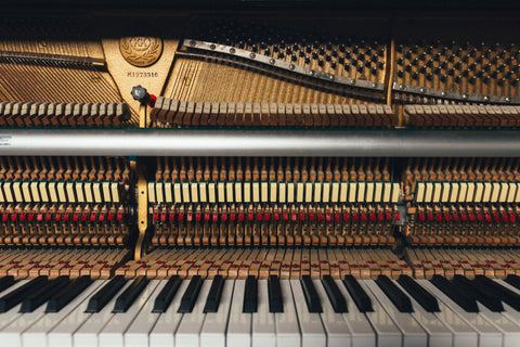 exposed upright piano strings