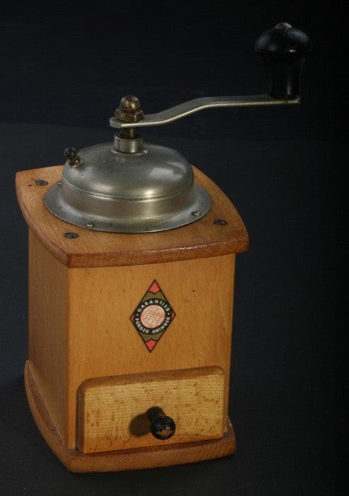 Vintage Coffee Grinder Wood With Copper Front Farmhouse Kitchen Decor Made  in West Germany 