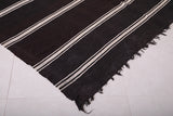 Flatwoven berber moroccan black rug,  6.2 FT X 6.3 FT