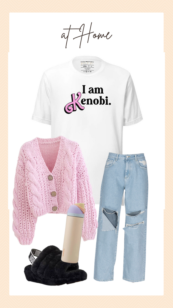 shop friday apparel fall fan fashion outfit Star Wars avengers Taylor Swift eras tour disneyland disney world fall fashion outfit style shirt sweatshirt hat I am kenobi obi wan anakin skywalker Hayden Christensen ewan mcgregor barbie I am kenough Uggs sandals ripped jeans pink cardigan