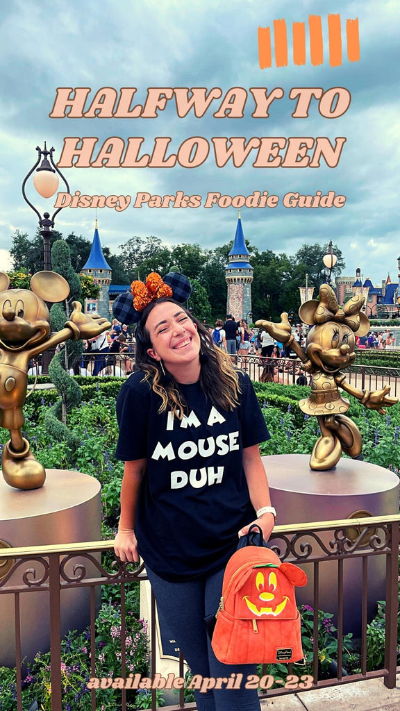 disneyland Disney World food guide halfway to halloween mickey parks snacks treats mickey pumpkin loungefly bag mouse duh mickey ears holiday shop friday apparel