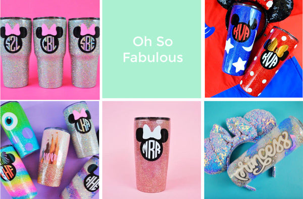 oh so fabulous glitter shop Disney Mickey monogram tumblers Friday apparel holiday gift guide