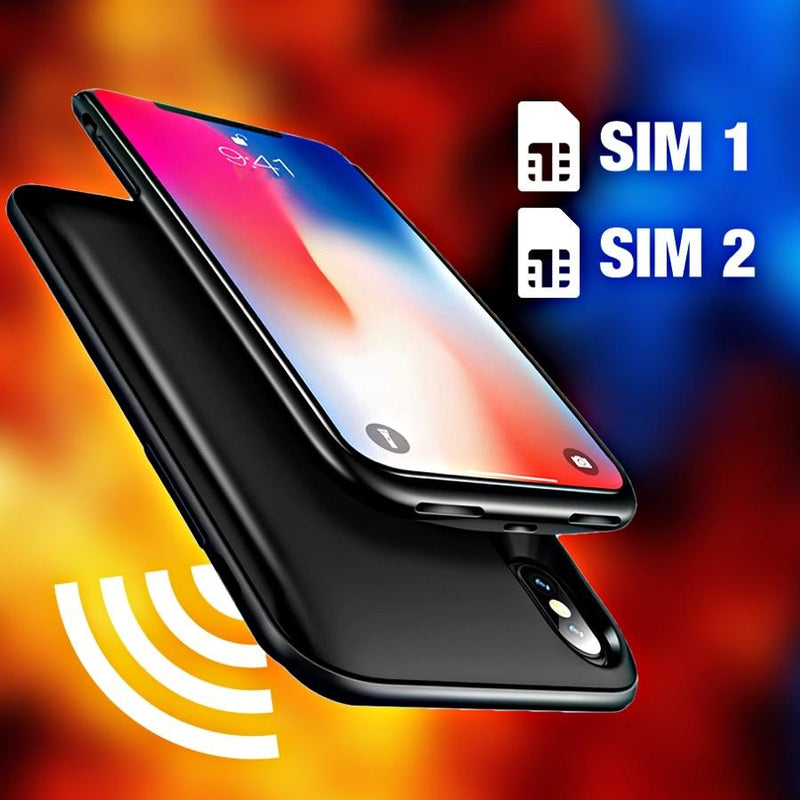 Iphone X Dual Sim Case With Smart 3000mah Battery And Built In