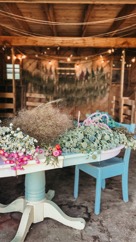 Dried flower hanging, image courtesy of Nikki @ladyshatfarm