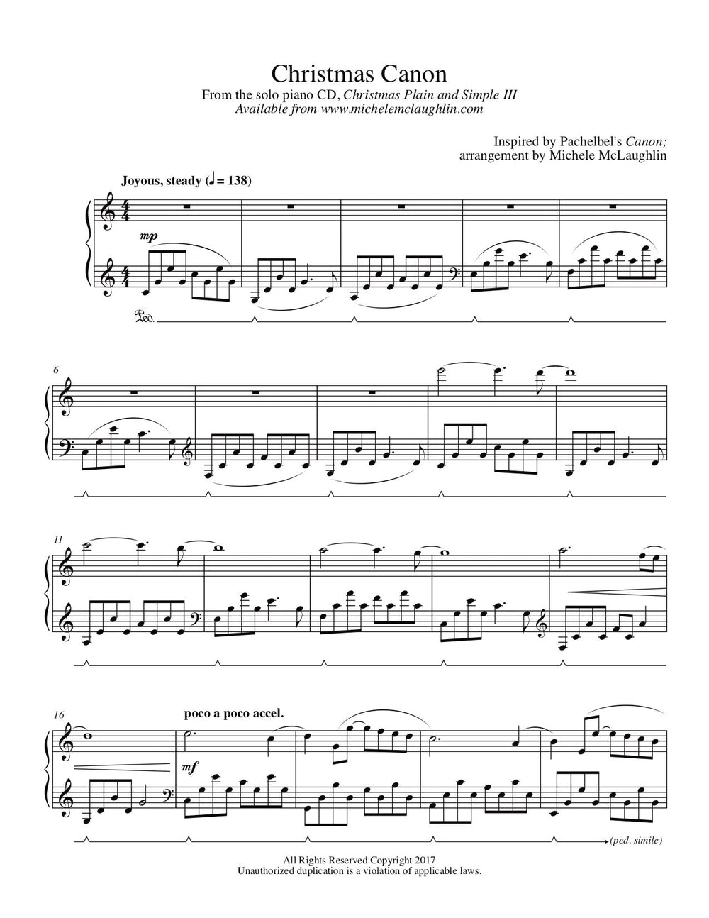 Christmas Canon (PDF Sheet Music) – Michele McLaughlin Music