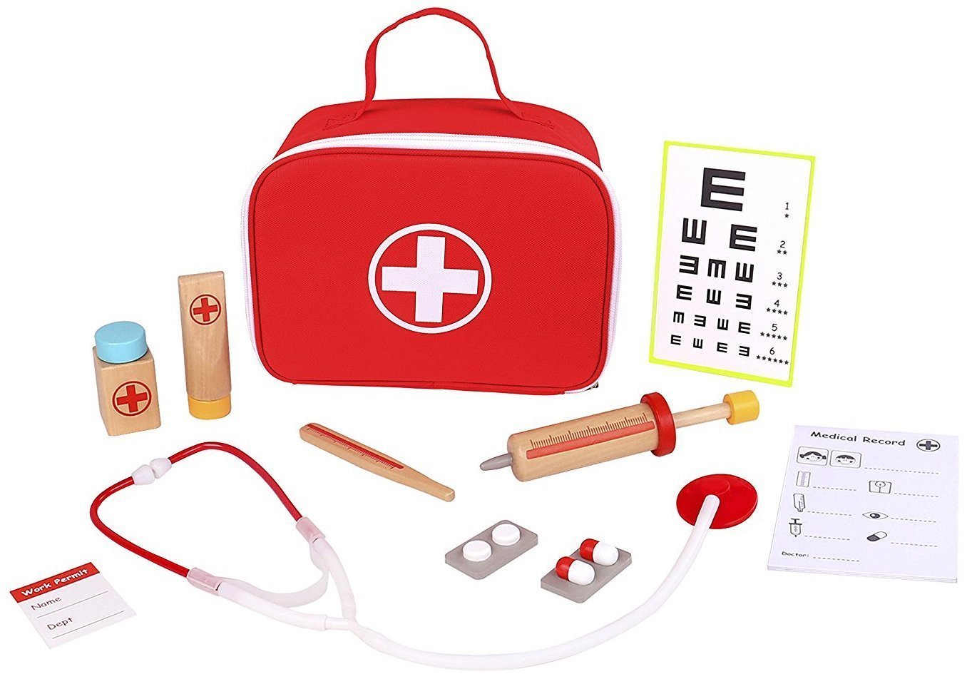 wooden medical kit