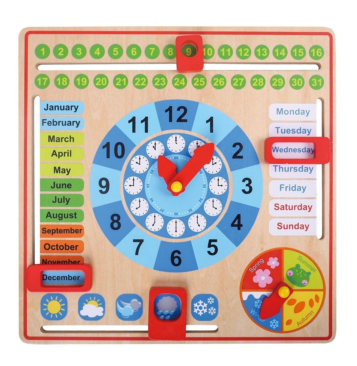 My First Calendar All About Today Wooden Board Toy, Kids Calendar