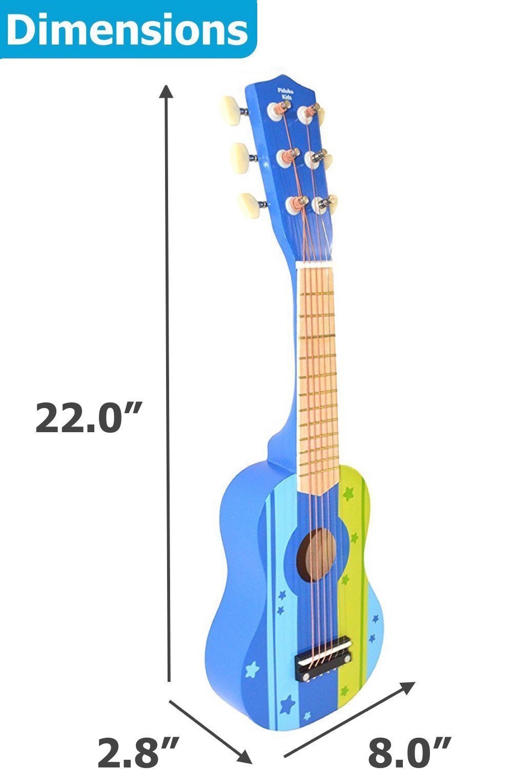 Wooden Ukulele Toy Guitar Instrument, Blue - Pidoko Kids