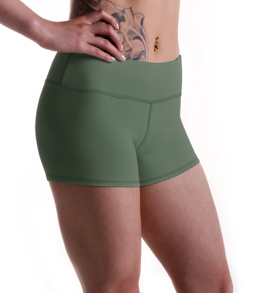 Women 3 Flexible Booty Shorts SolidArmy Green