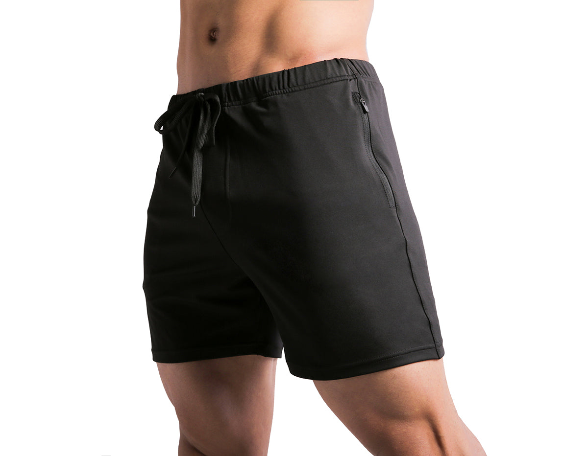 Men Above Knee Workout Shorts 1.0 - Solid-Black – TOUGH MODE | Athletic ...