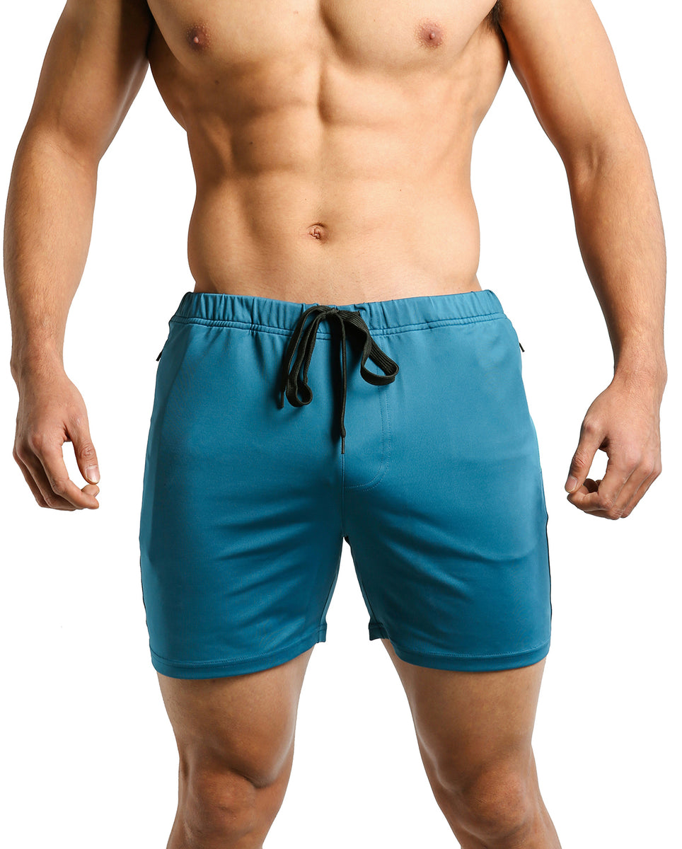 Men Above Knee Workout Shorts 1.0 - Solid-Marine Blue – TOUGH MODE ...