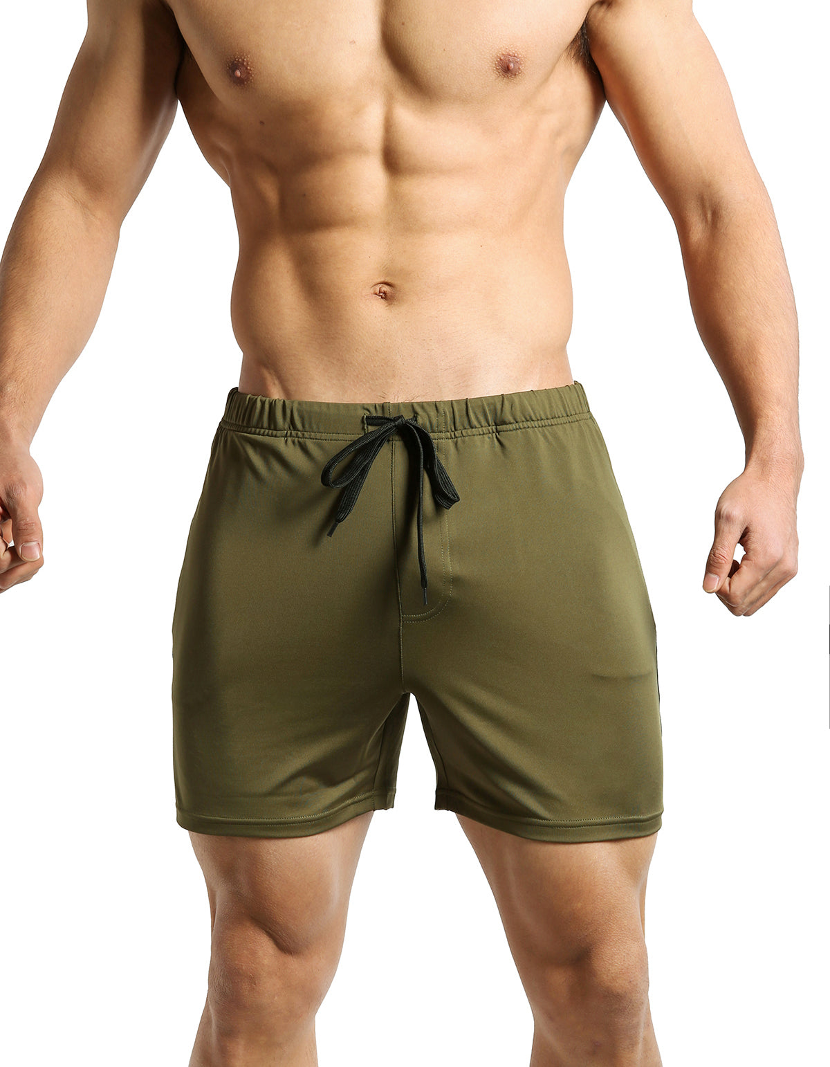 Men Above Knee Workout Shorts 1.0 - Solid-Army Green – TOUGH MODE ...