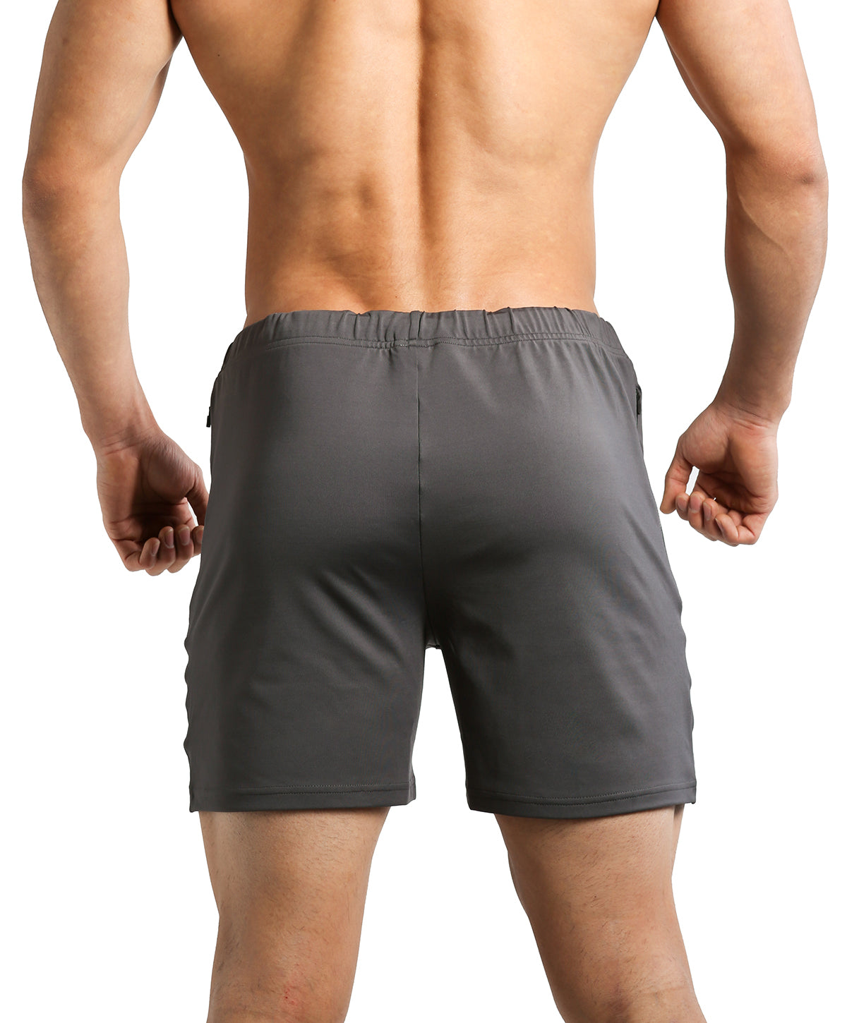 Men Above Knee Workout Shorts 1.0 - Solid-Gray – TOUGH MODE | Athletic ...