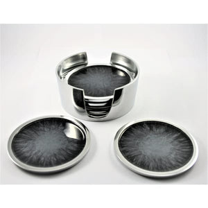 Brushed Black Enamelled Aluminium Coasters Set Of 6 fineandsandy