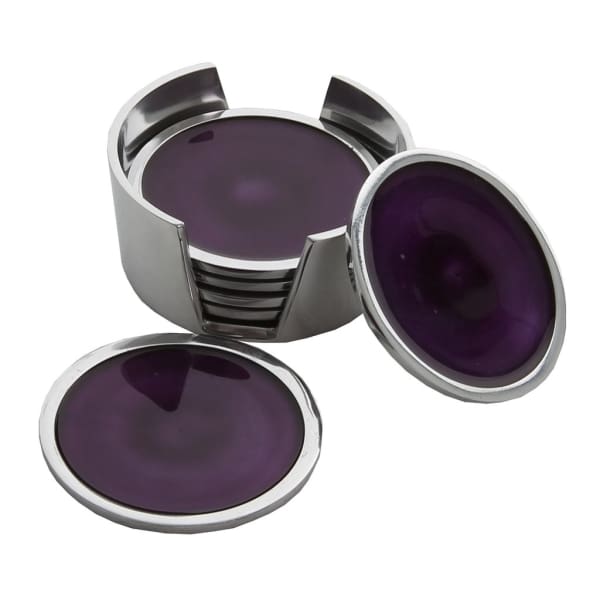 Purple Enamelled Aluminium Coasters Set of 6 fineandsandy