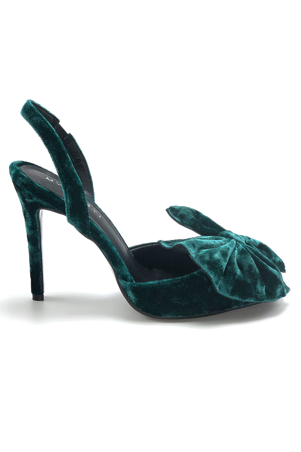 hartstochtelijk mager Elegantie ANTONELLA | Women's Emerald Green Velvet Bow Slingback High Heels – MYKRISTI