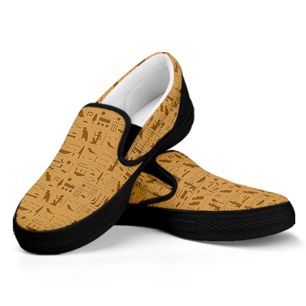 Ancient Egyptian Hieroglyphs Print Black Slip On Shoes – GearFrost