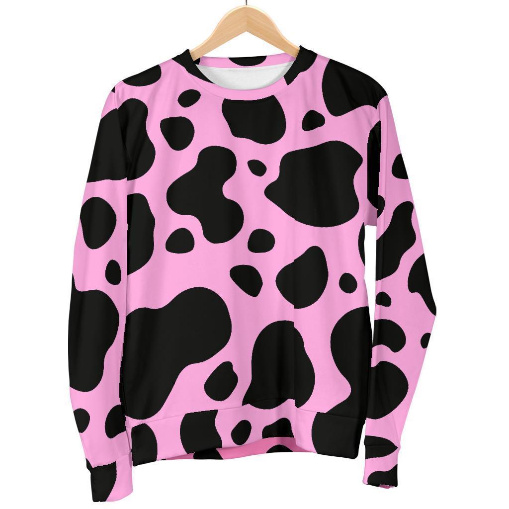 Black And Pink Cow Print Women's Crewneck Sweatshirt – GearFrost