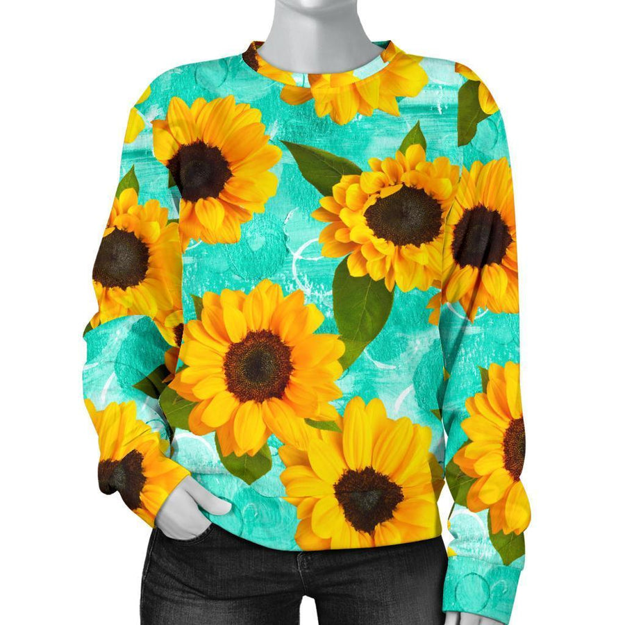 Bright Sunflower Pattern Print Women's Crewneck Sweatshirt – GearFrost
