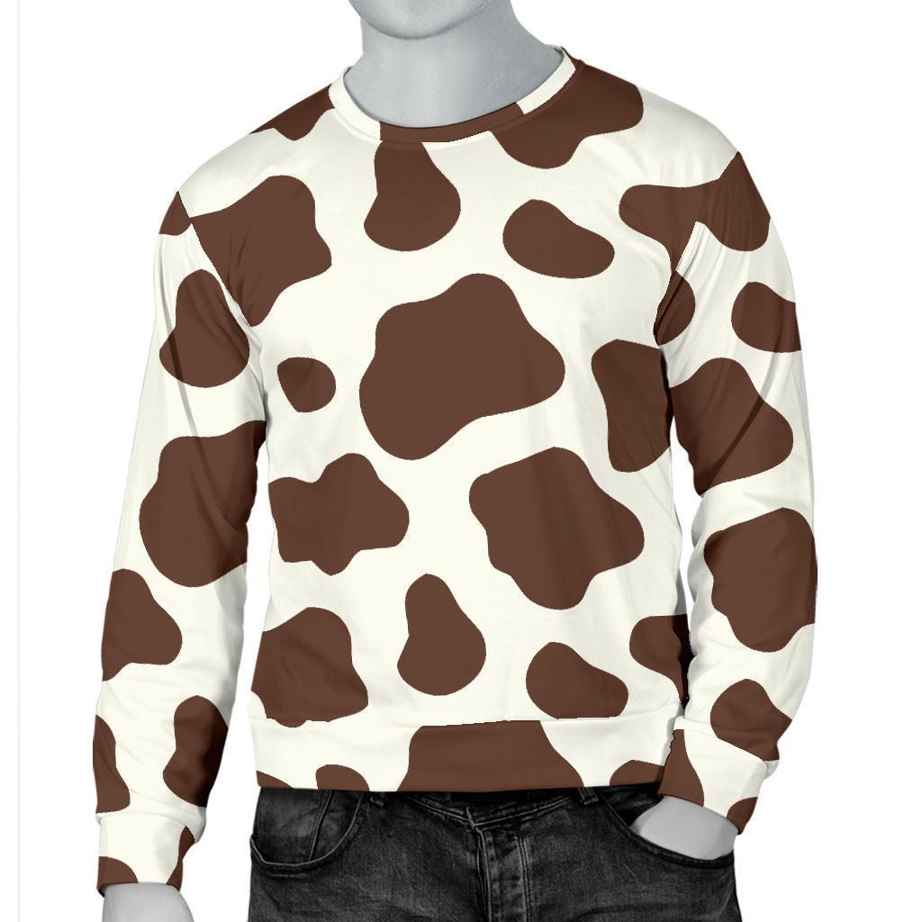 Brown And White Cow Print Men's Crewneck Sweatshirt – GearFrost